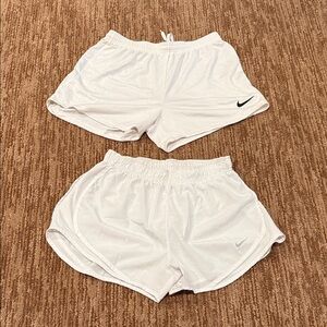 Nike Women’s White Athletic Shorts Duo — Classic Swoosh Running Shorts